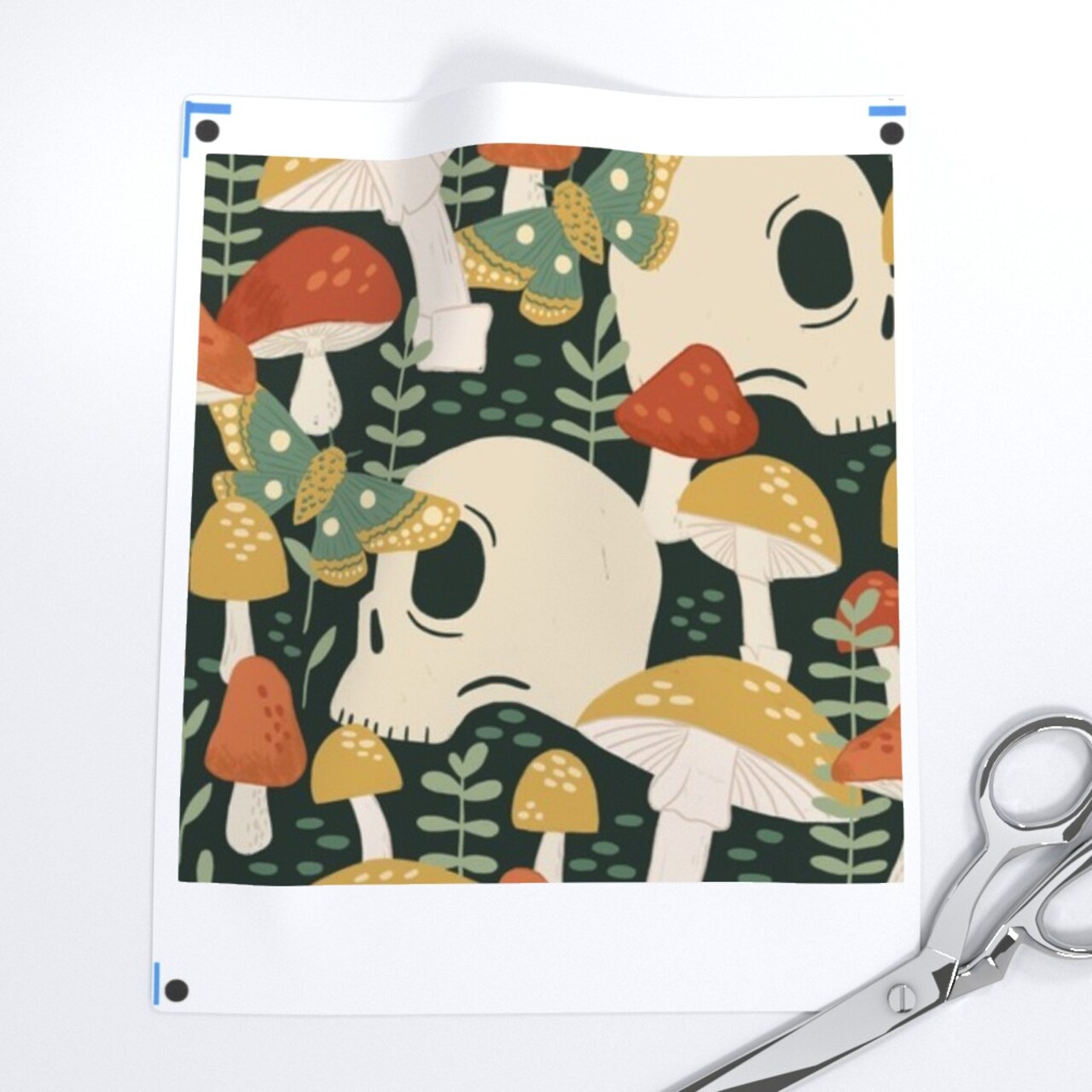 Red Yellow Butterfly Woodland Gothic Skulls Moth Small Scale Custom Removable Wallpaper by Spoonflower Peel & Stick Wallpaper 2FT Wide